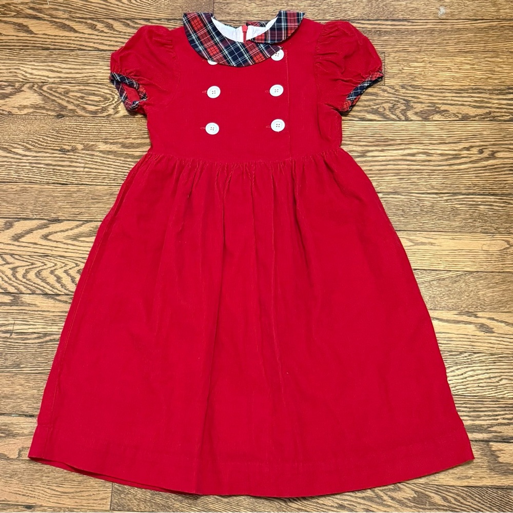Red Corduroy and Plaid Sz 6 Dress
